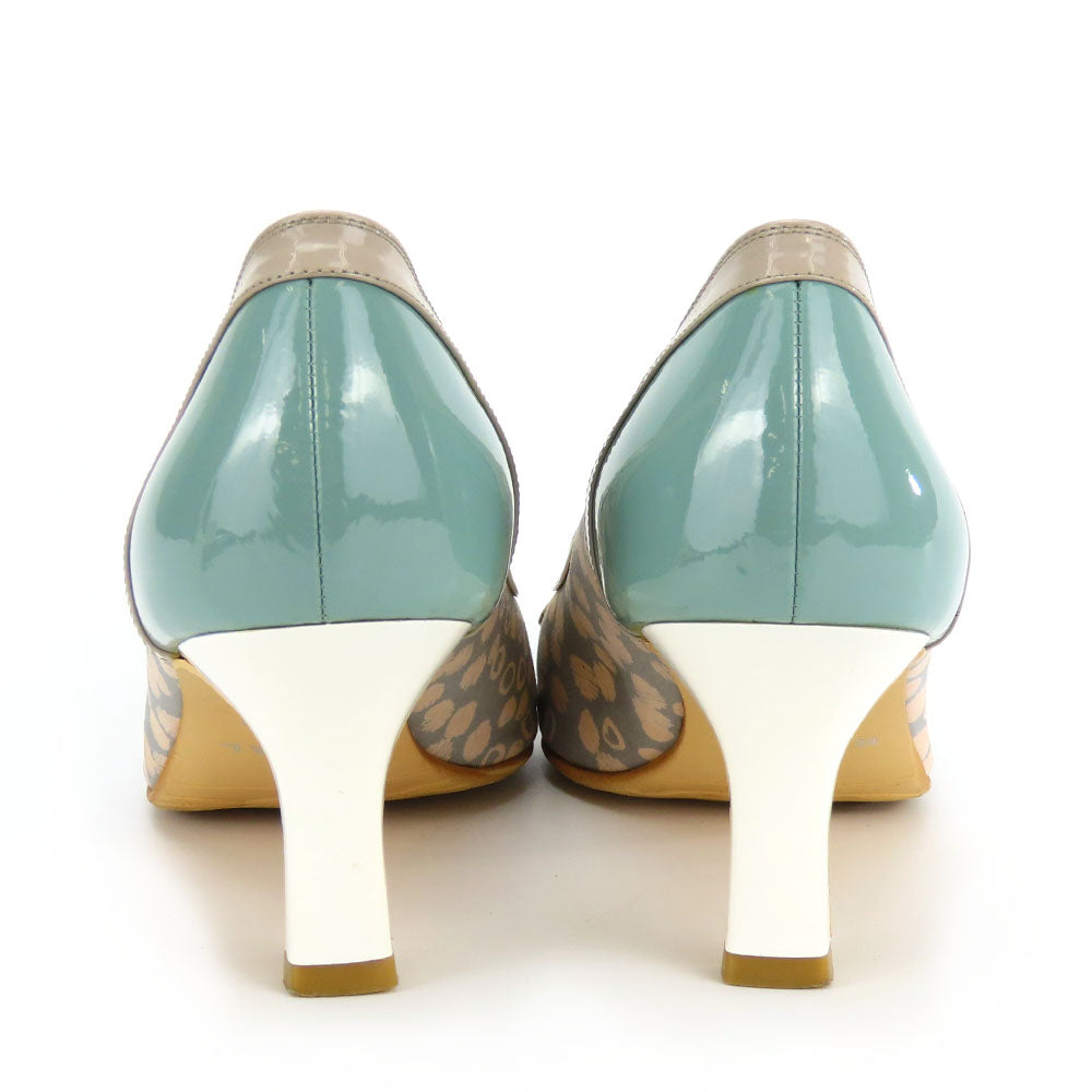 Regal Enamel Canvas Pumps Green Gray