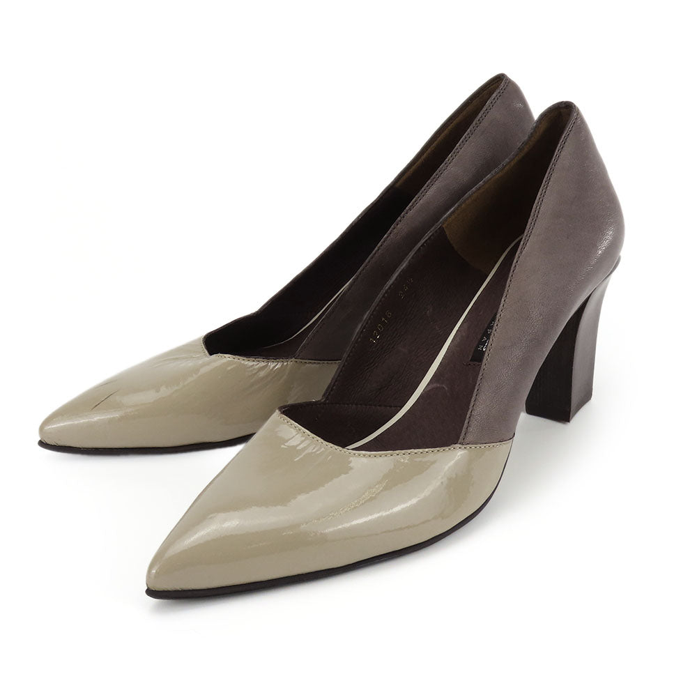 RABOKIGOSHI Works Leather Enamel Pumps Gray