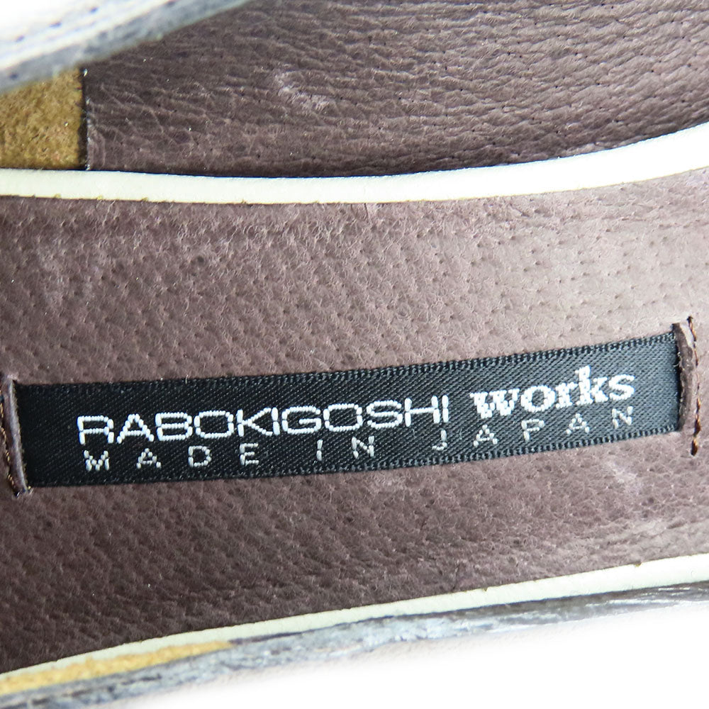 RABOKIGOSHI Works Leather Enamel Pumps Gray