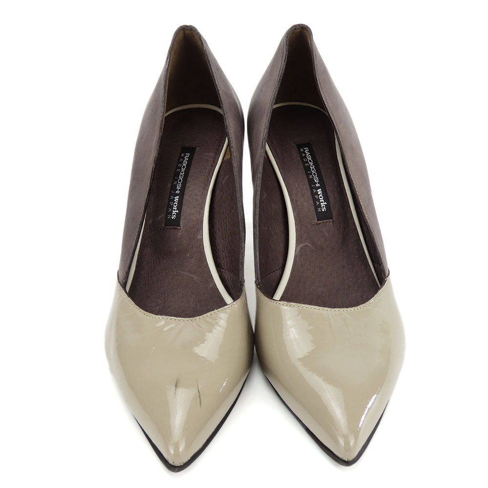 RABOKIGOSHI Works Leather Enamel Pumps Gray