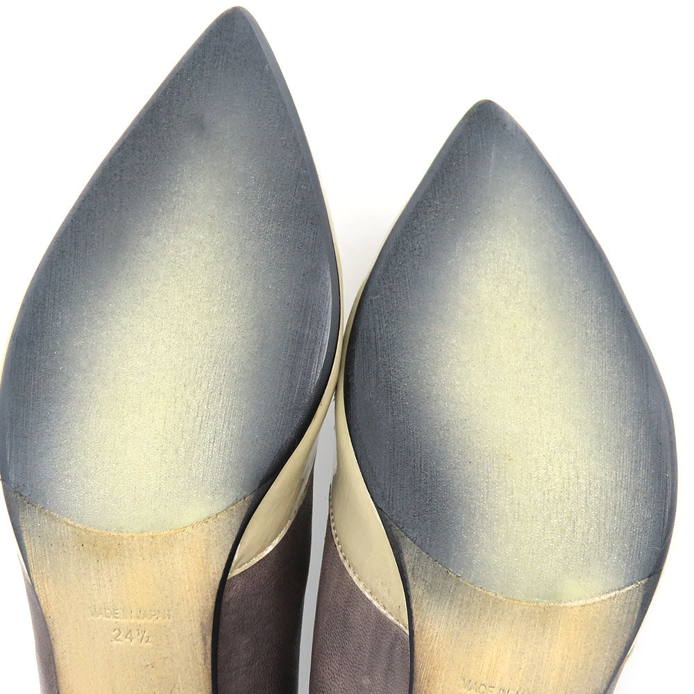 RABOKIGOSHI Works Leather Enamel Pumps Gray