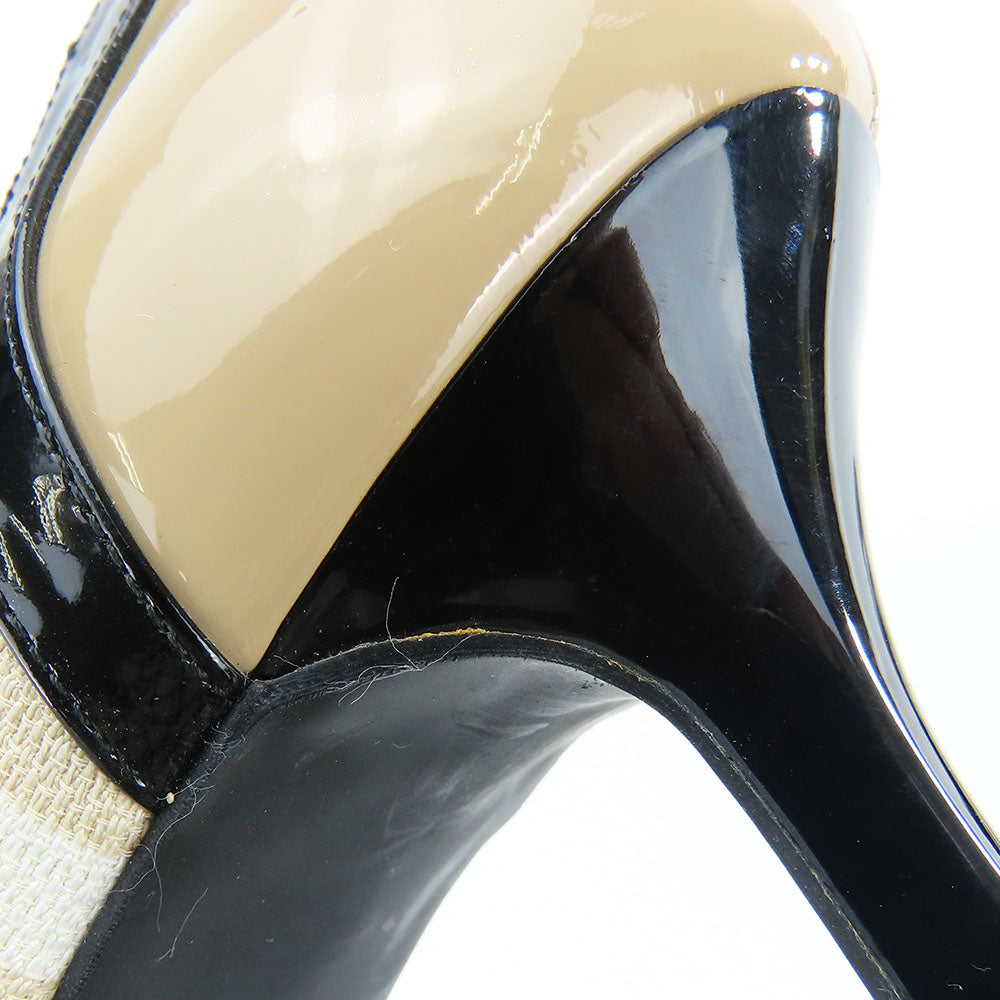 Regal Enamel Canvas Pumps Beige Black