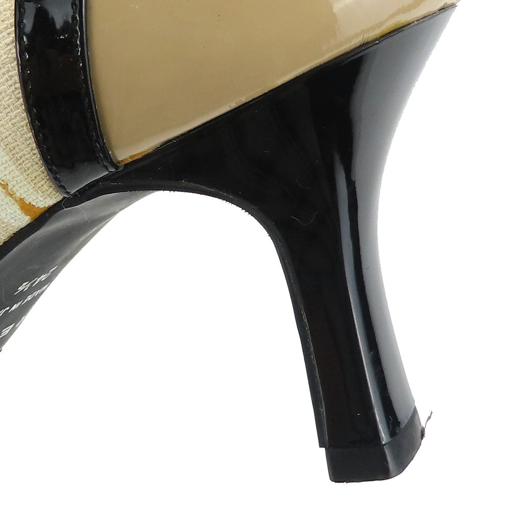 Regal Enamel Canvas Pumps Beige Black