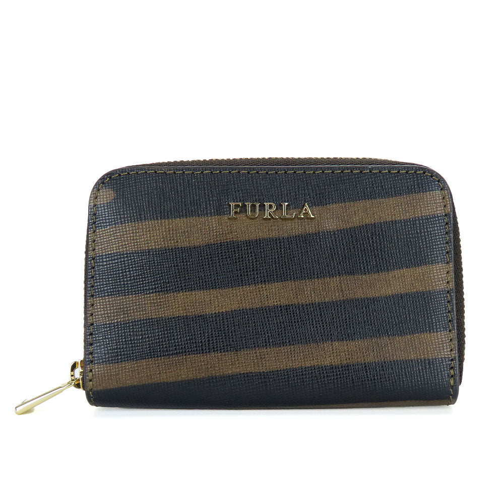 Furla Leather Coin Case Charcoal Brown