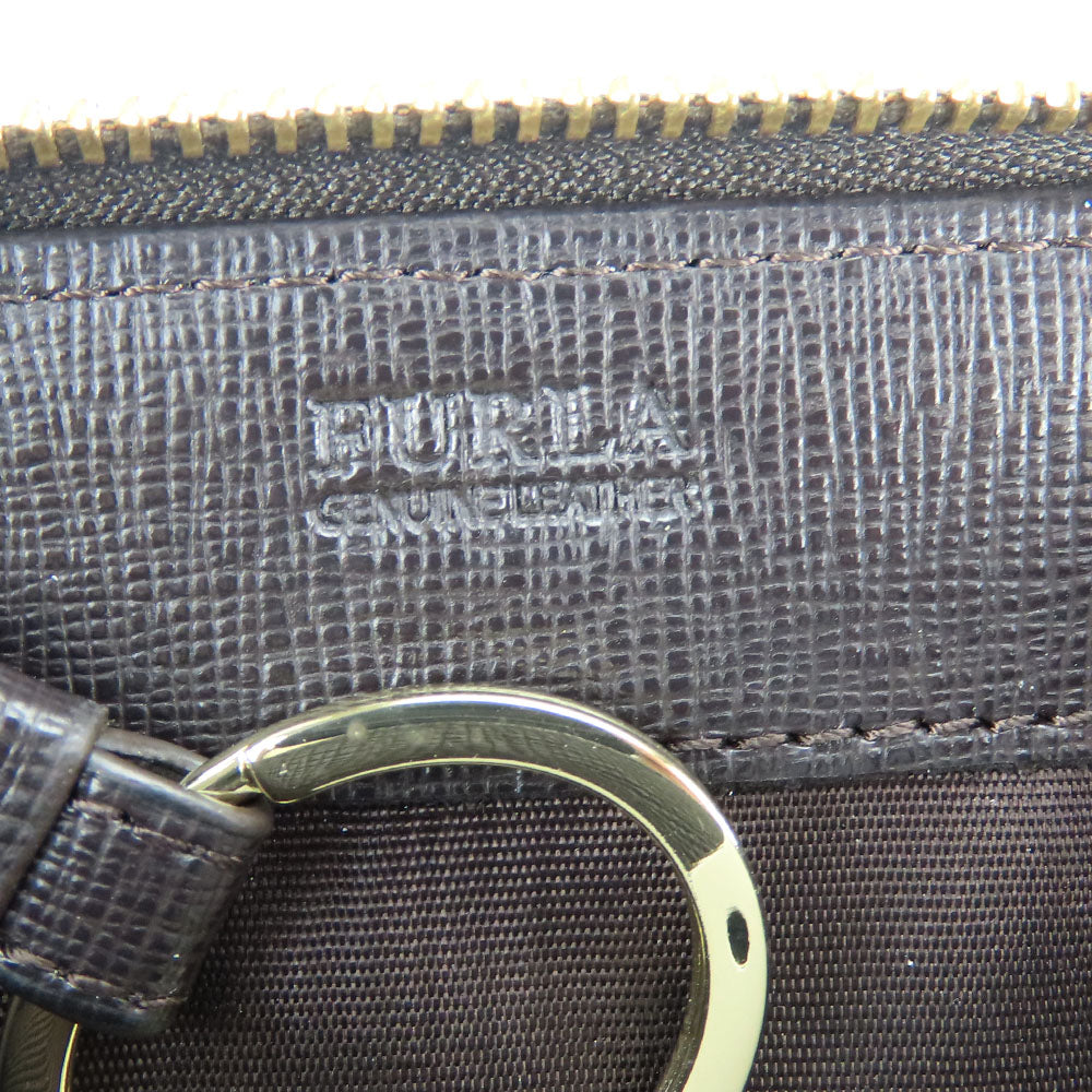 Furla Leather Coin Case Charcoal Brown