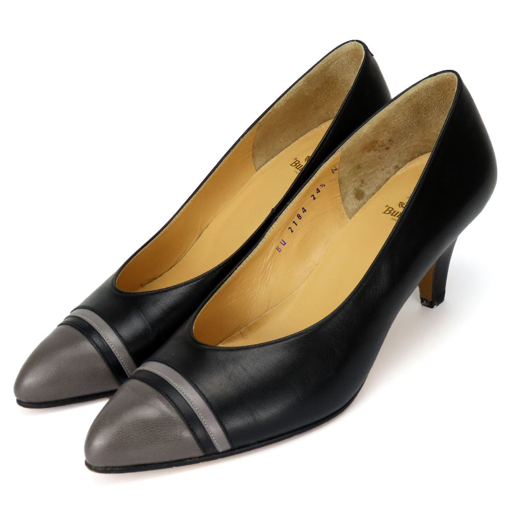 Burberry Leather Pumps Black Gray