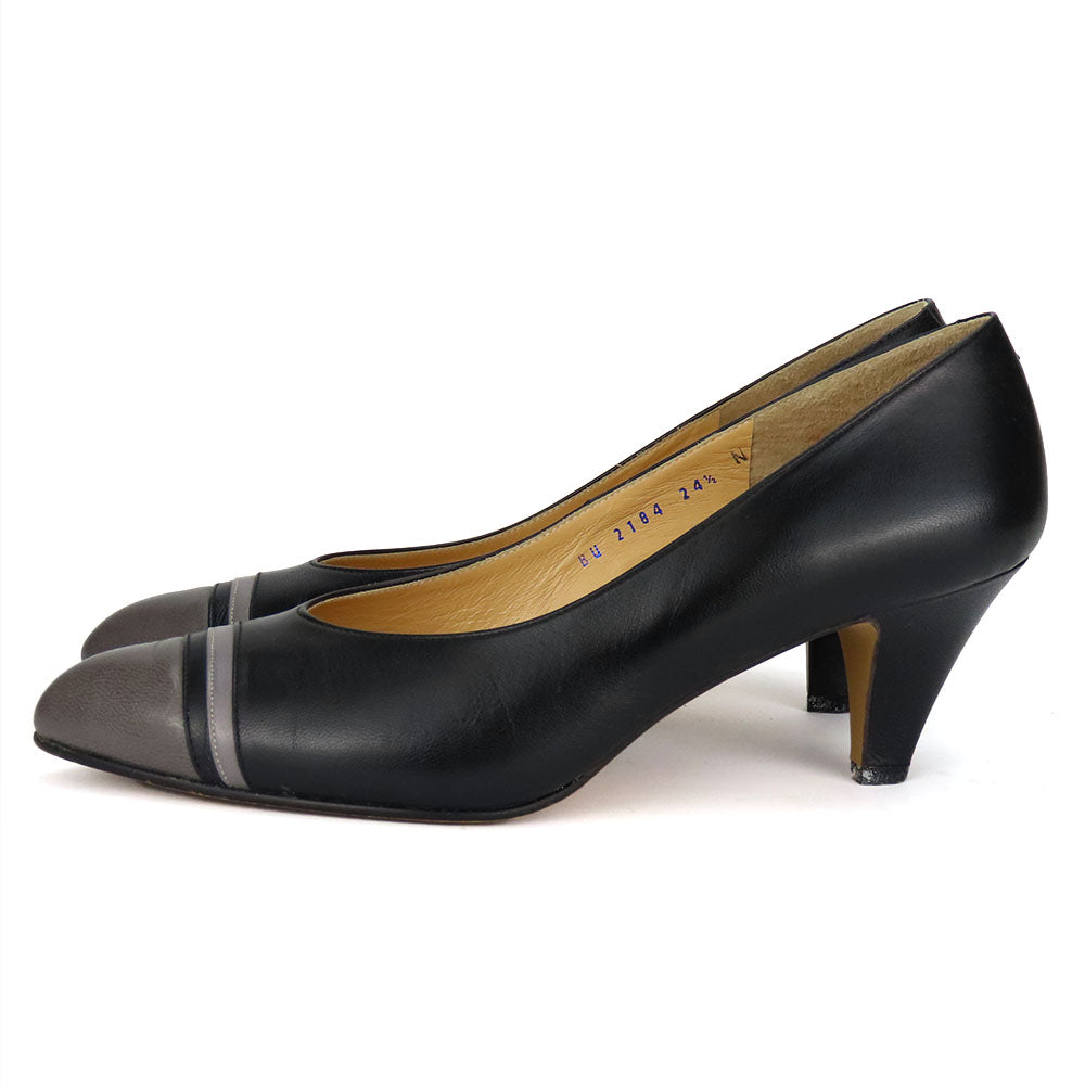 Burberry Leather Pumps Black Gray