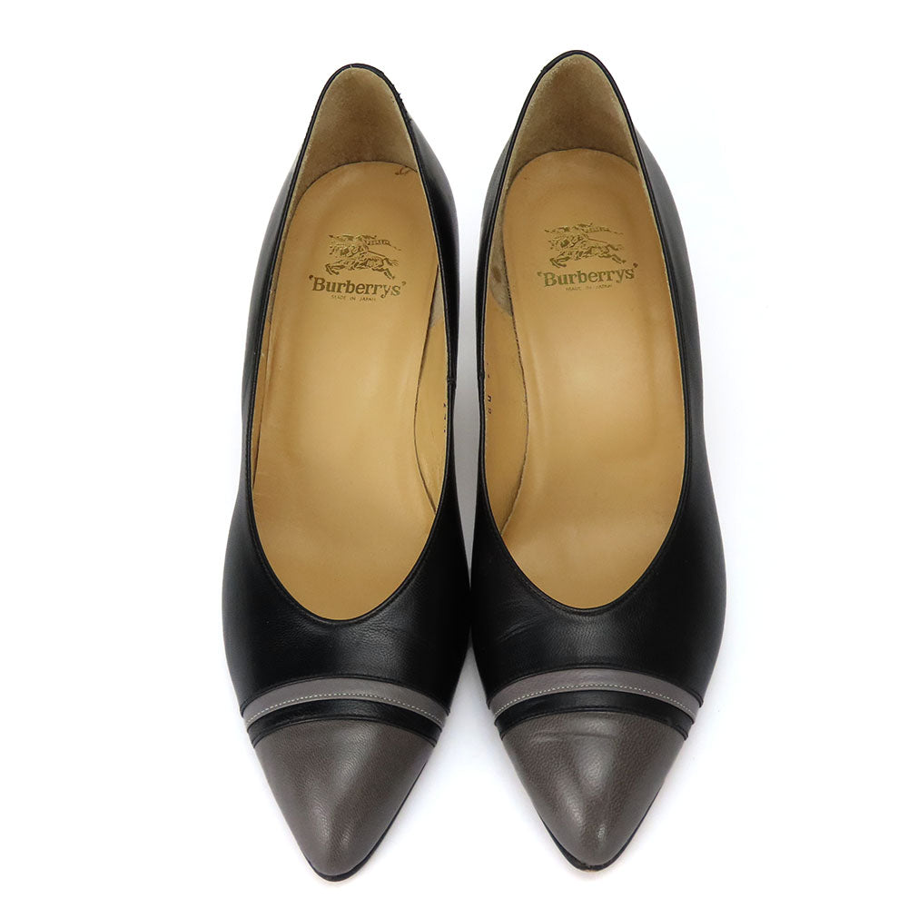 Burberry Leather Pumps Black Gray