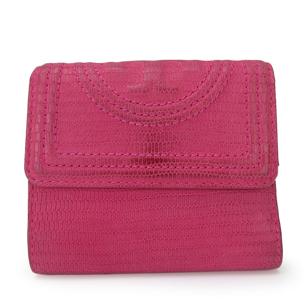 Tory Burch Embossed Leather Tri Fold Wallet