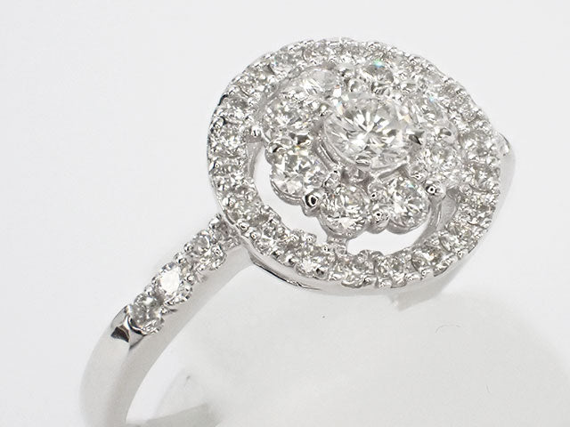 LuxUness  11th size Platinum Pt900 Flower Motif ring with D0.119ct & 0.41ct Diamond–Women's in Excellent condition