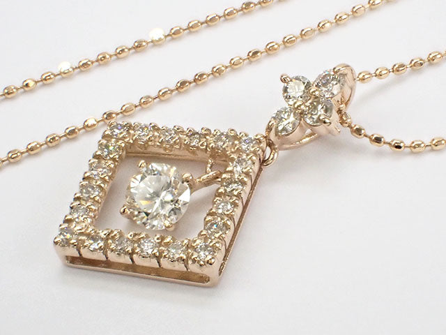 K18 Yellow Gold design Necklace with D0.29ct Diamond -Women's