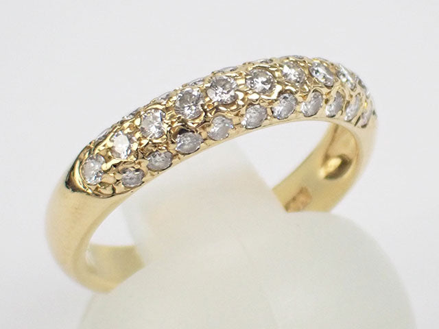 11th size K18 Yellow Gold Design Ring with D0.47ct Diamond -Women's