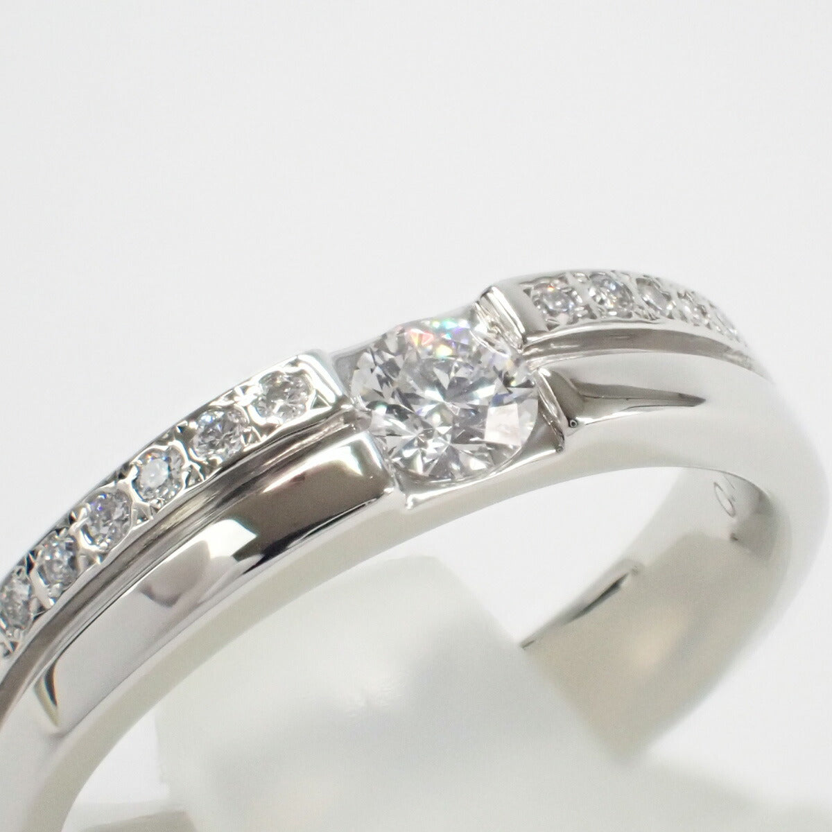 4℃ Design D0.171ct, approx. Gauge 9.5 Ring - PT1000 with Diamond, 9.5 Silver For Women【Pre-Owned】