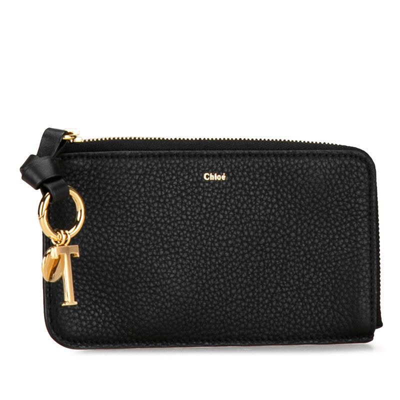 Chloe Leather Coin Case Black Gold