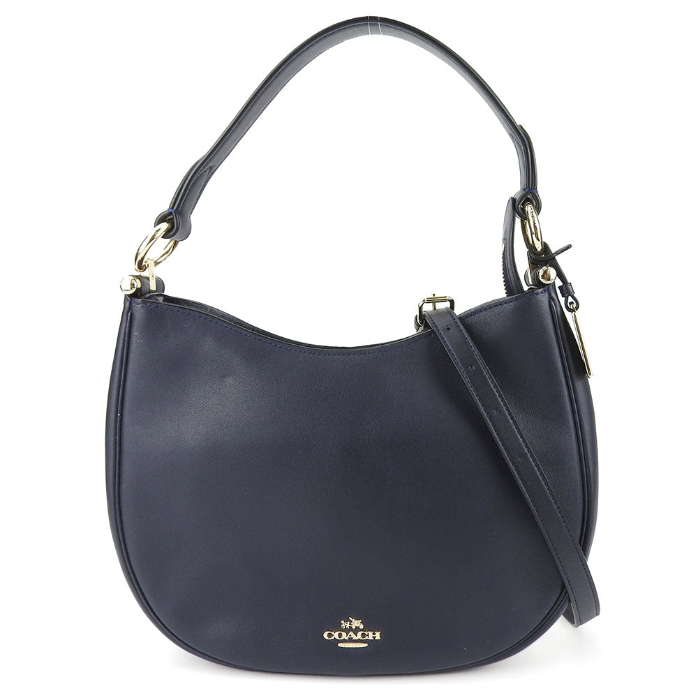 USED COACH Leather Shoulder Bag 54446 Navy