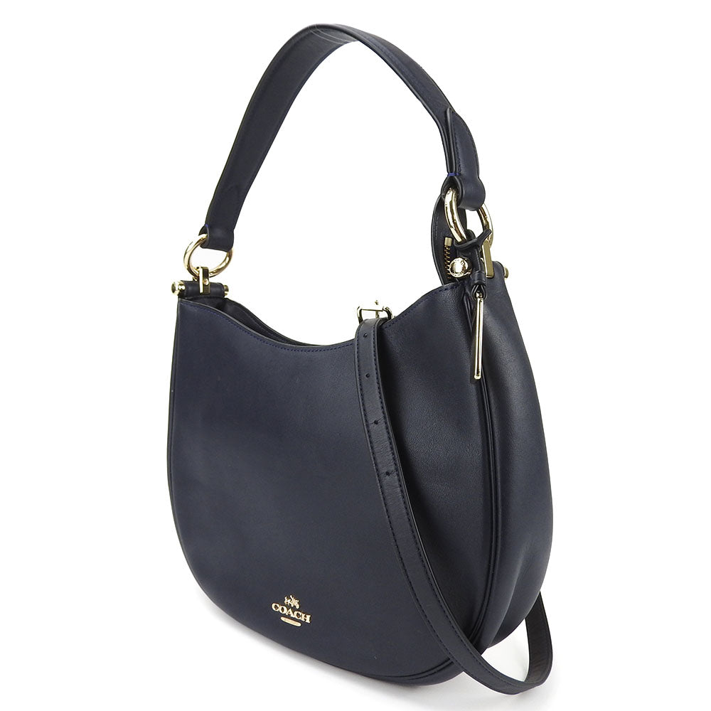 USED COACH Leather Shoulder Bag 54446 Navy