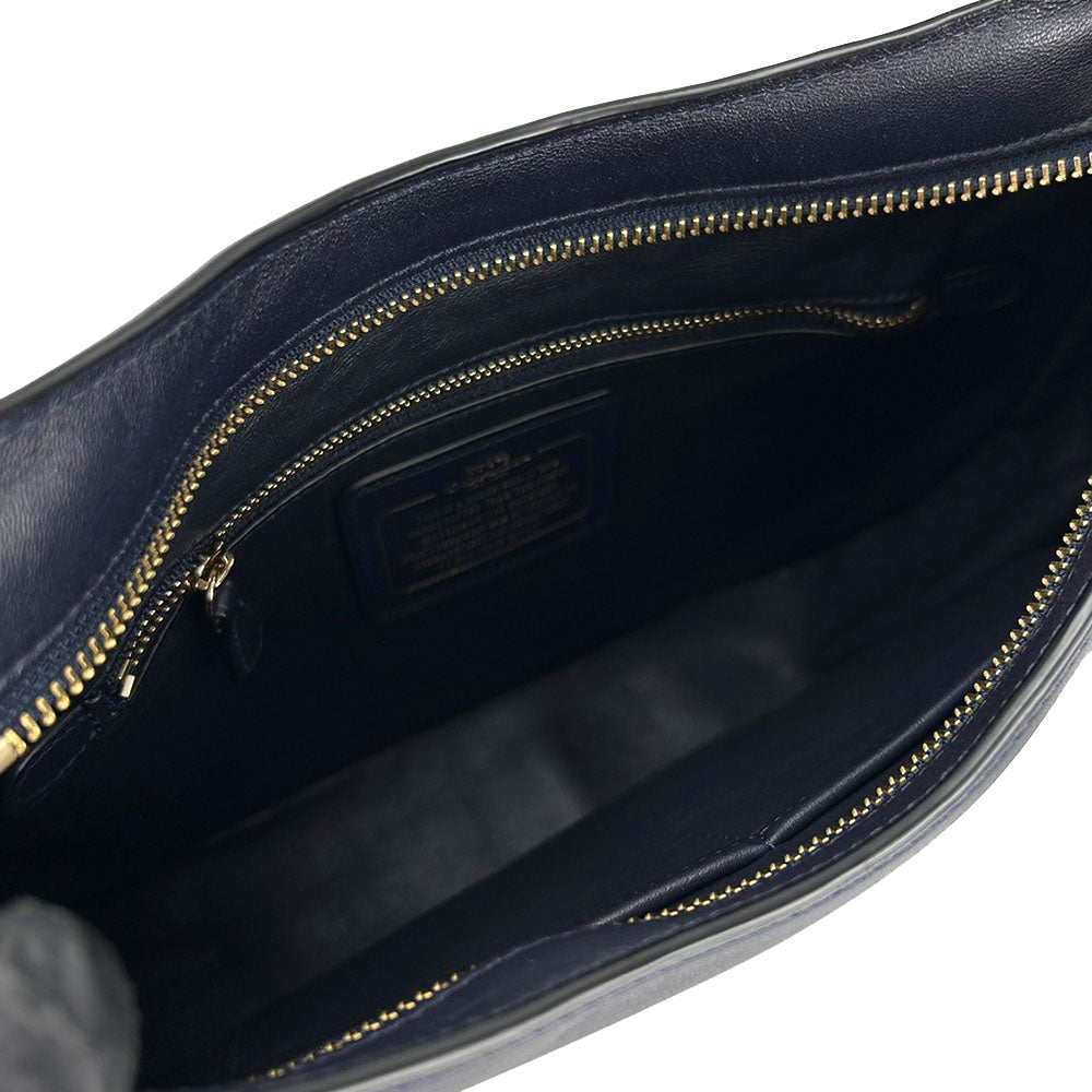 USED COACH Leather Shoulder Bag 54446 Navy