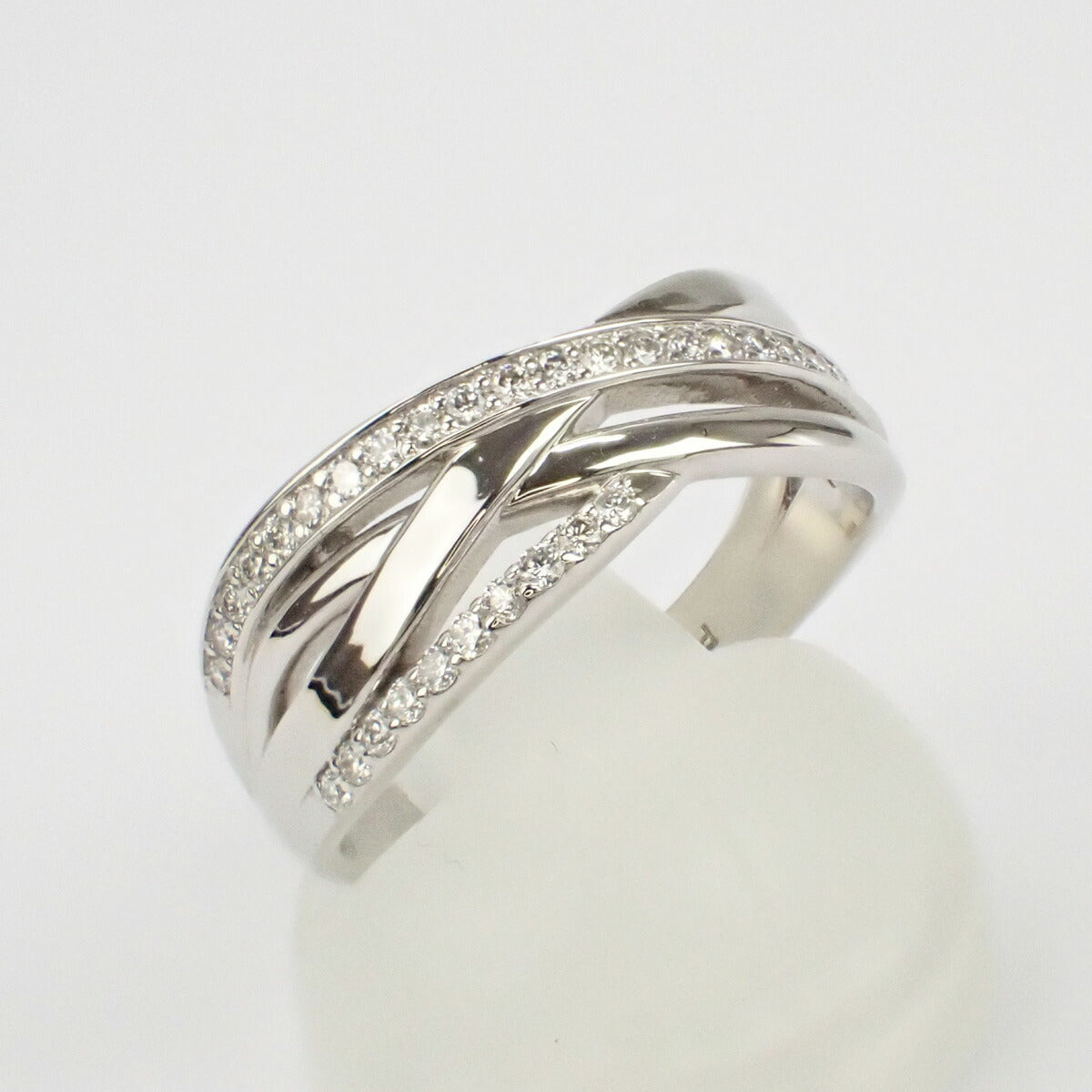 Pt900 Platinum Diamond 0.20ct Designer Ring, Ladies' Size 13 – Pre-owned