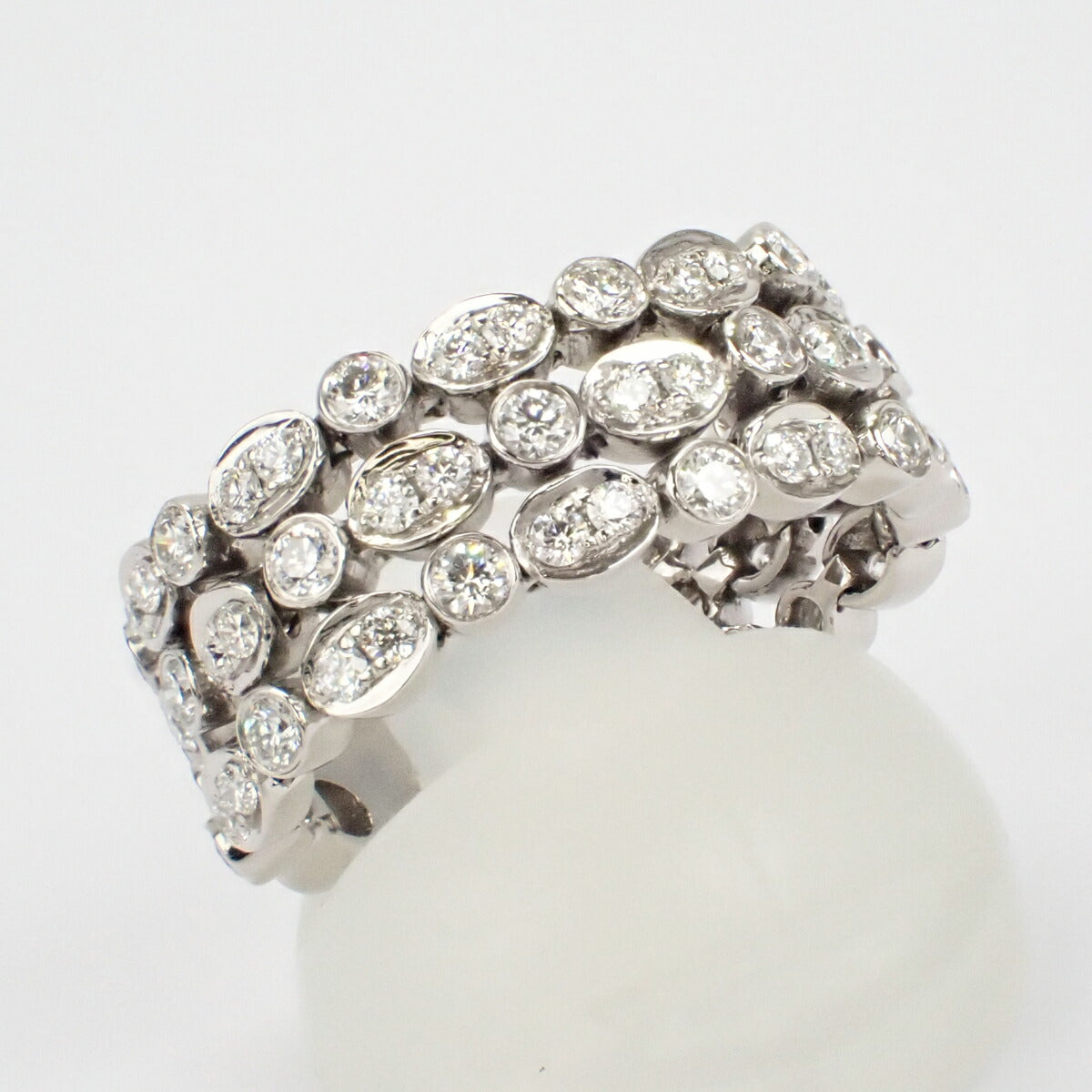 K18 White Gold Diamond 1.10ct Designer Ring, Ladies' Size 12 – Pre-owned
