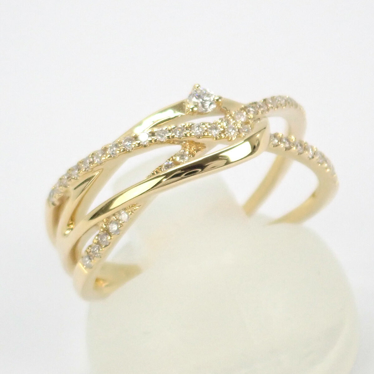 K18YG Diamond Ring, Size 14.5, Yellow Gold Finish, Ladies (Pre-owned)