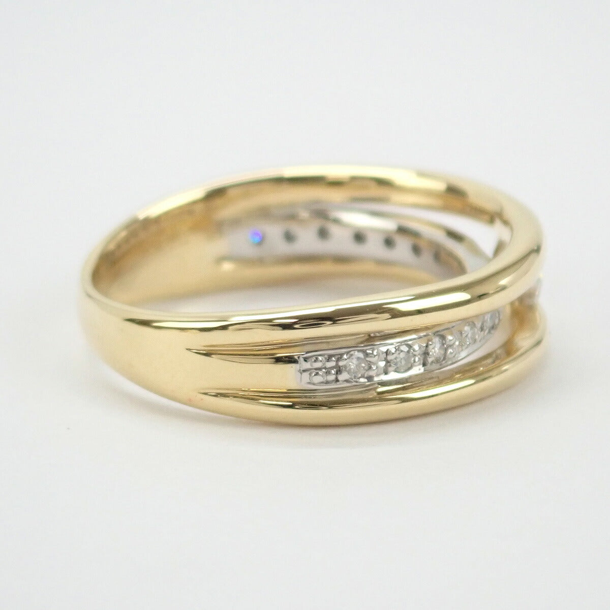 [LuxUness]  K18YG & Pt900 Designer Diamond Ring 0.20ct, Yellow Gold and Size 8.5, Ladies (Pre-owned) in Excellent condition