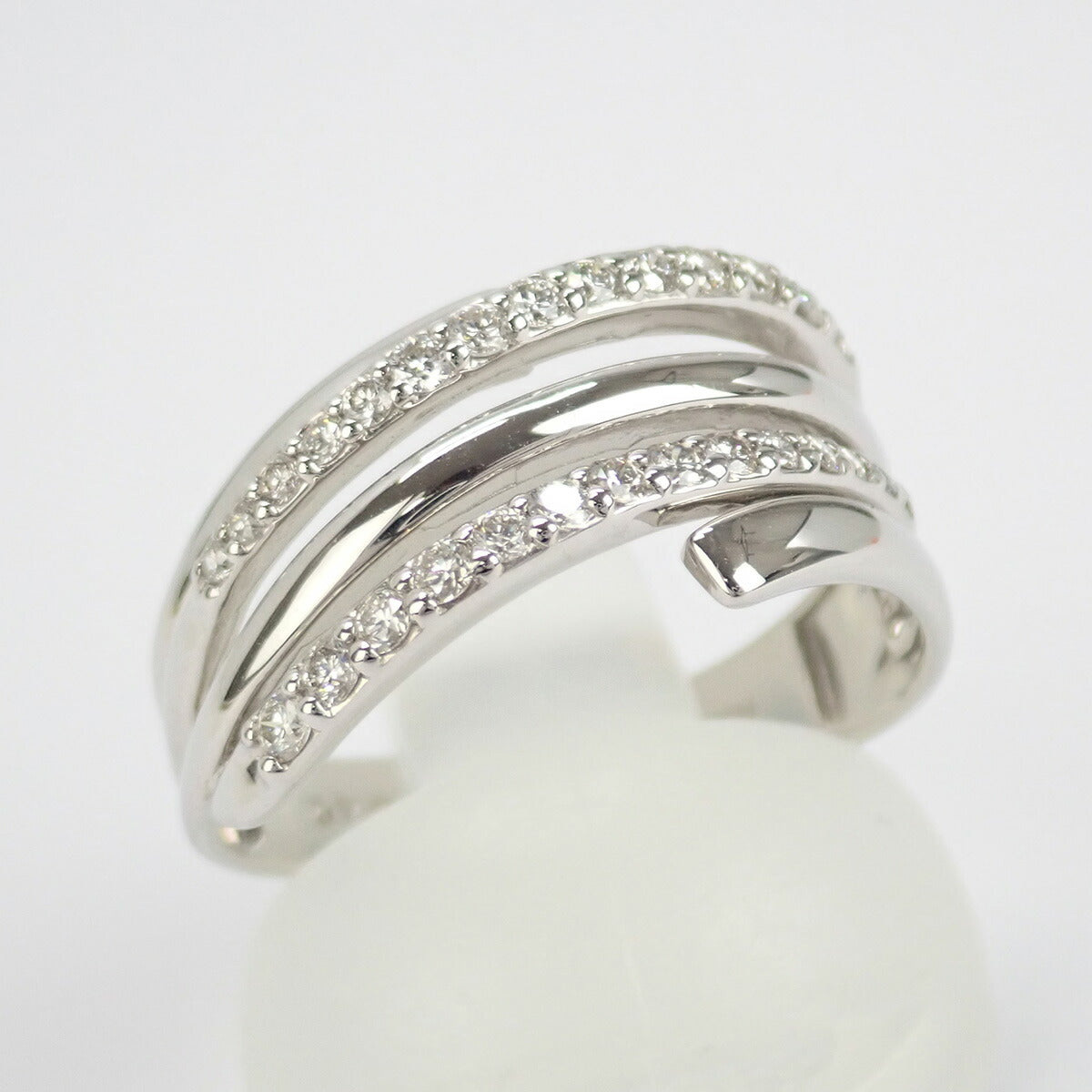 Platinum 900 Diamond Ring, Diamond 0.40ct, Size 12.5, Silver Finish, Ladies (Pre-owned)