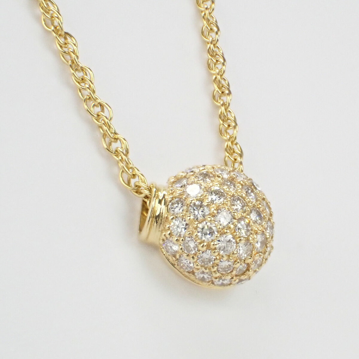 K18YG Ball Motif Diamond Necklace 0.67ct, Yellow Gold Finish, Ladies (Pre-owned)