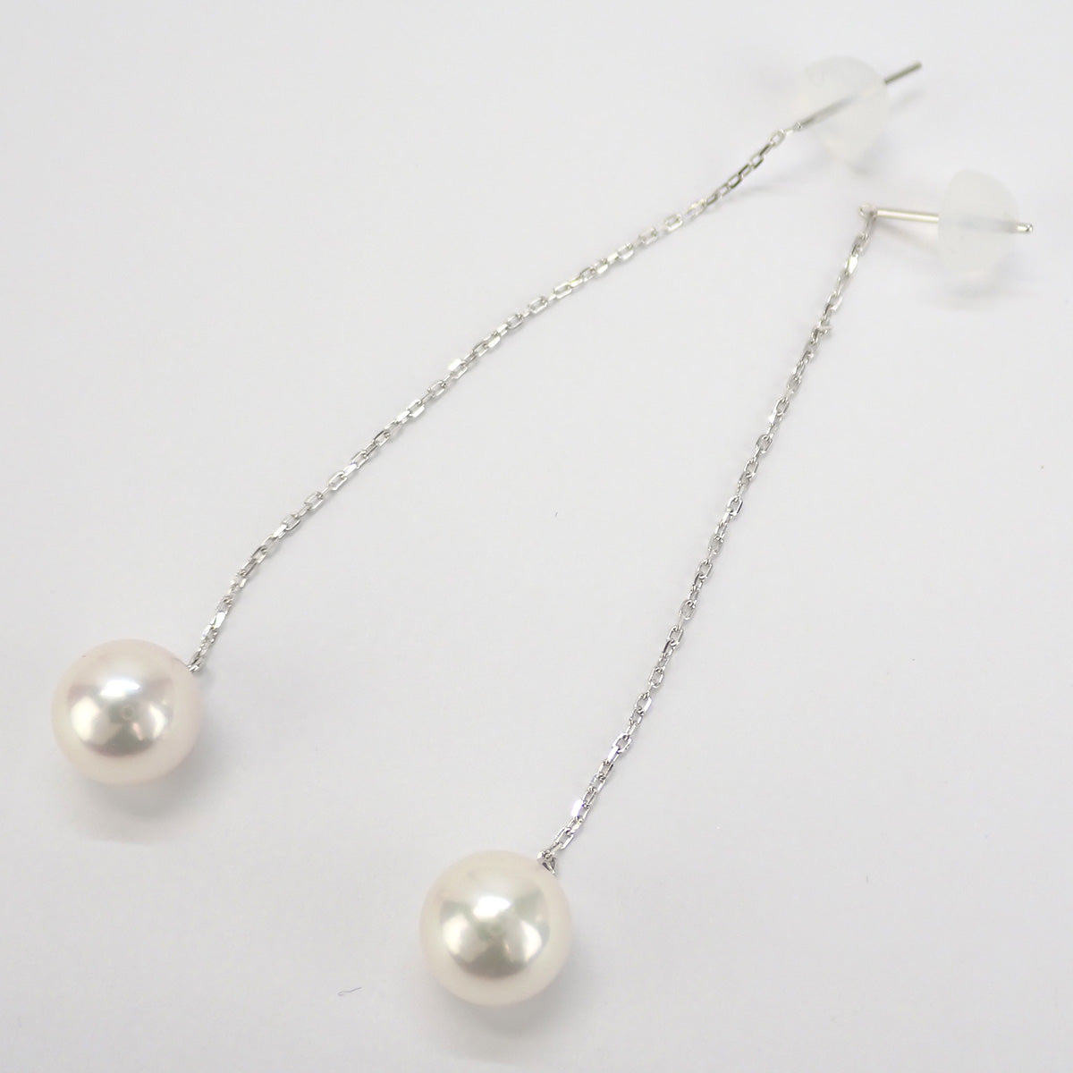 K18 White Gold & Akoya Pearl Earrings, 7.5mm for Women - New & Unused