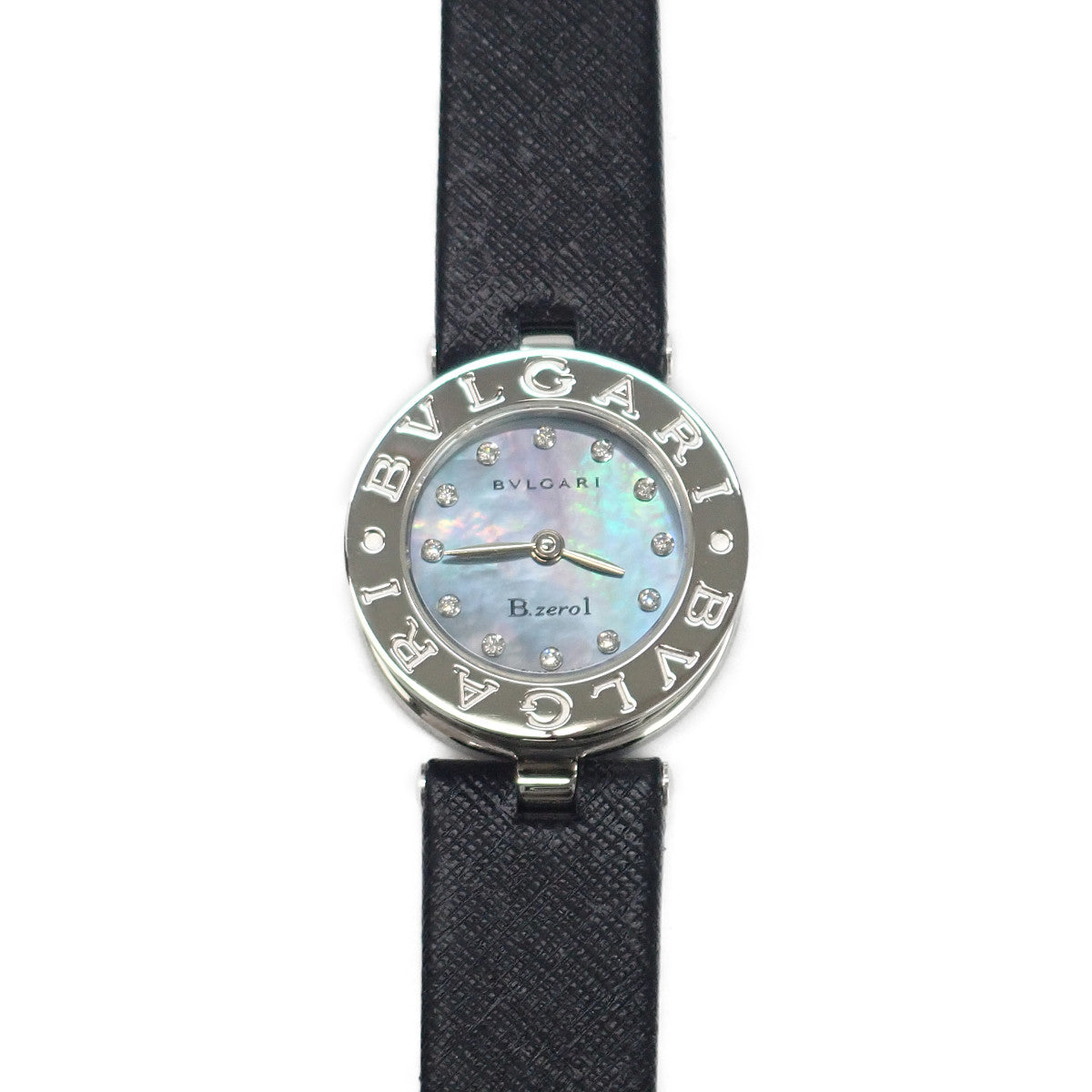 Bvlgari  Bulgari Women's B-zero1 Watch BZ22S with Blue Shell Dial and 12P Diamond, Black Leather Strap (Pre-owned) BZ22BSL/12 in Excellent condition
