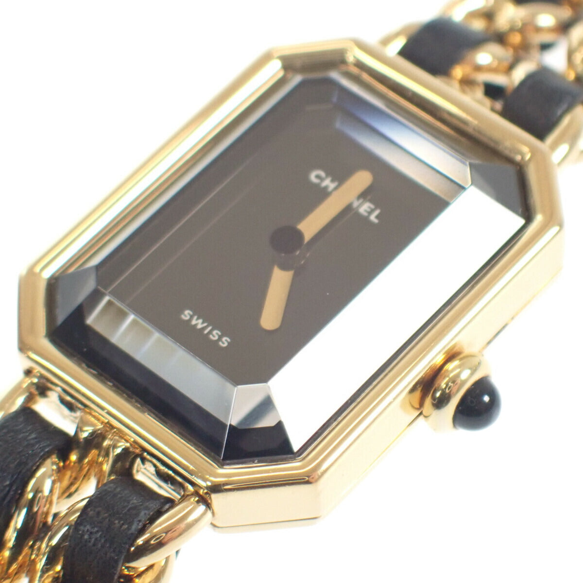 Chanel Women's Premiere Watch H0001 in Black and Gold, Leather Strap, Black Quartz Dial, Size L (Pre-owned) H0001