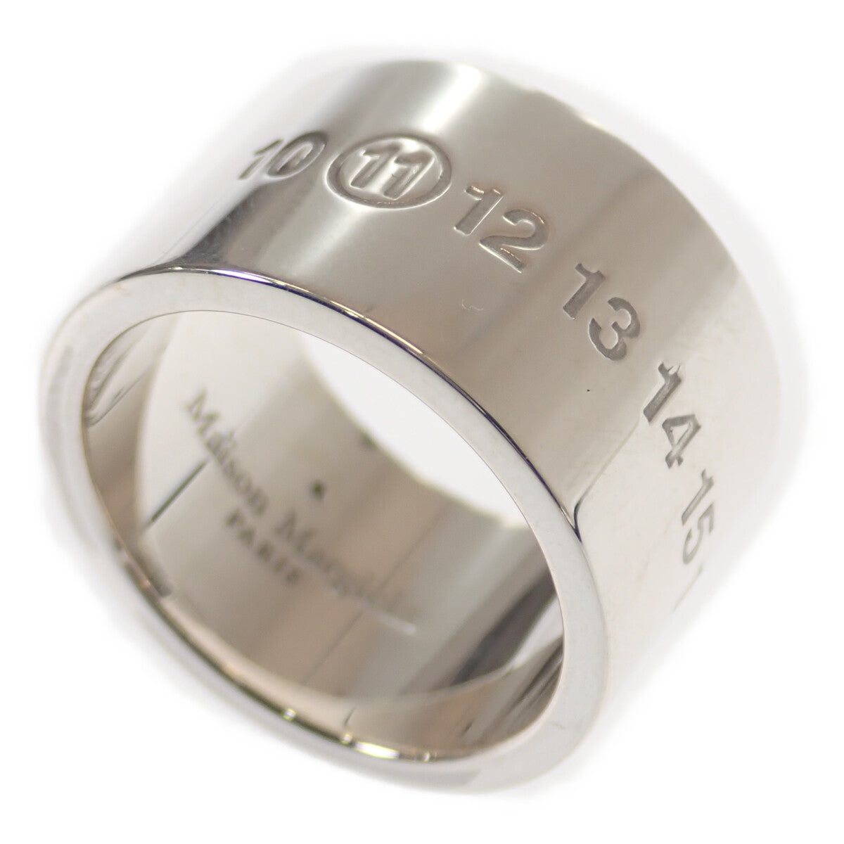 [LuxUness]  Maison Margiela Logo Number Ring in Silver 925, Unisex, Size 18 - 433873 in Excellent condition