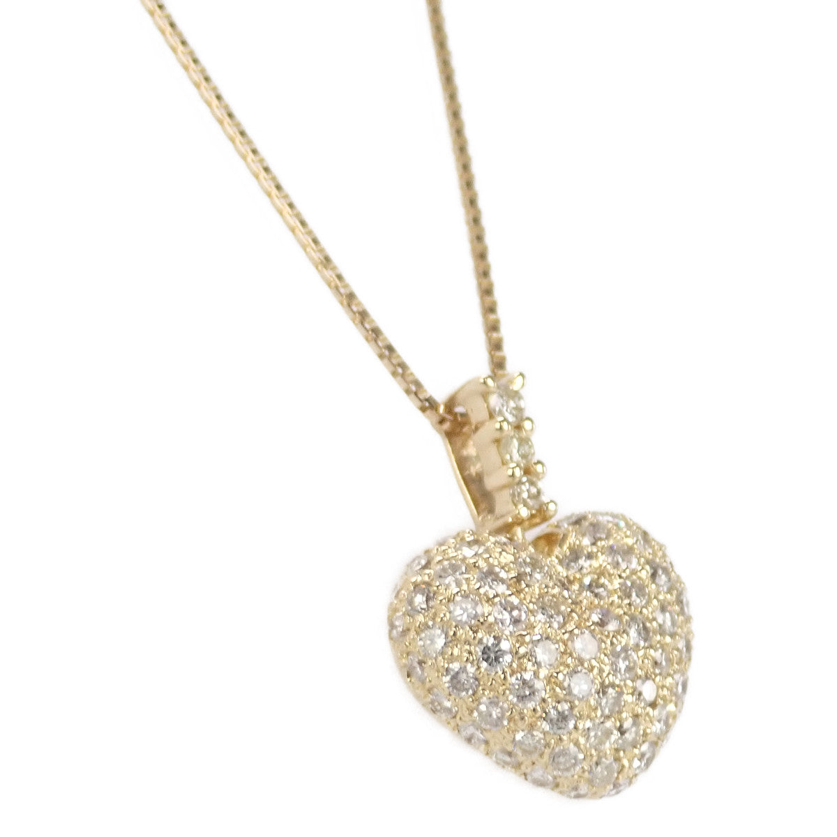 LuxUness  Designer Jewelry Heart Necklace in K18 Yellow Gold with Diamond 1.09ct for Ladies - Gold in Excellent condition