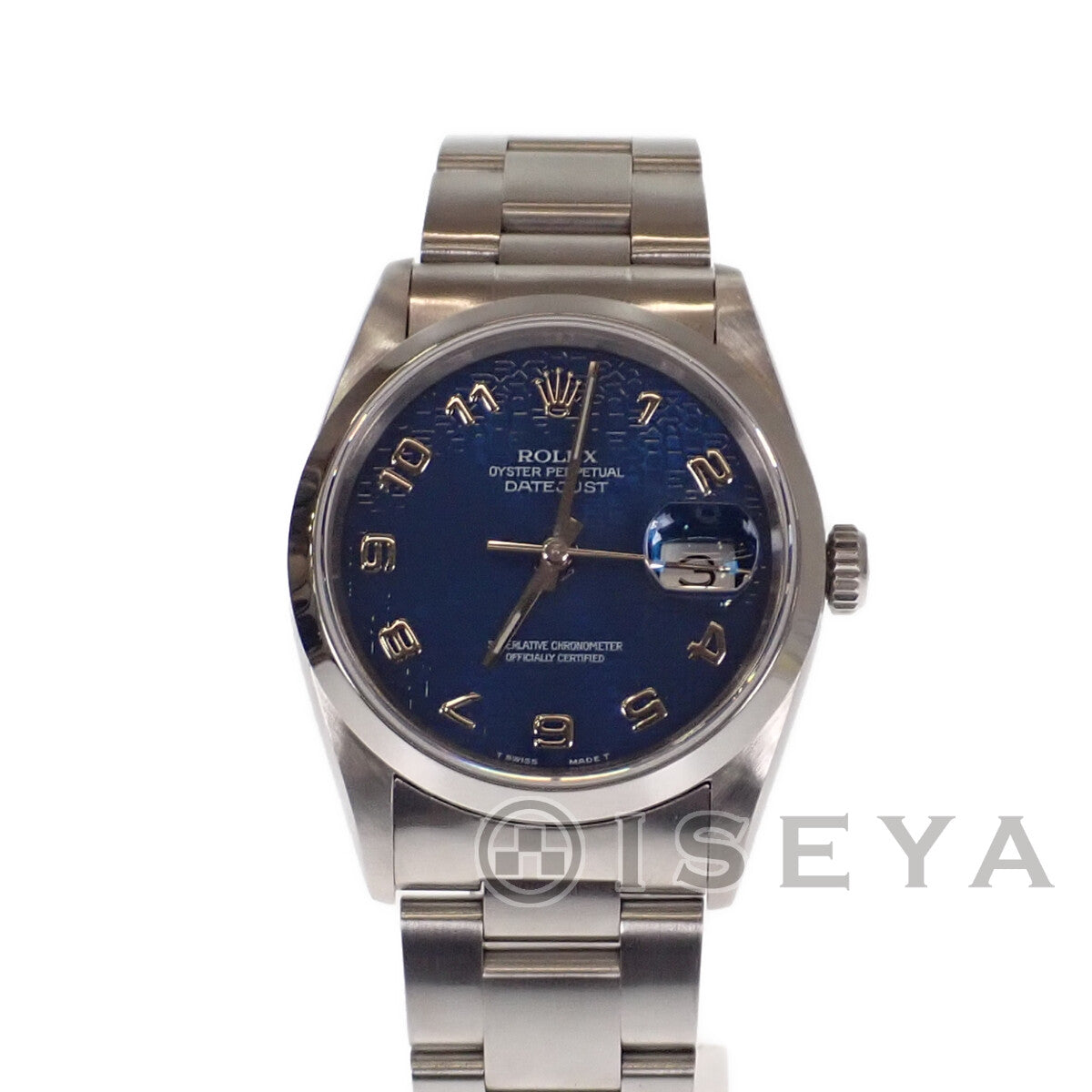 ROLEX Datejust Men's Stainless Steel Wristwatch with Blue Dial - Used 16200.0