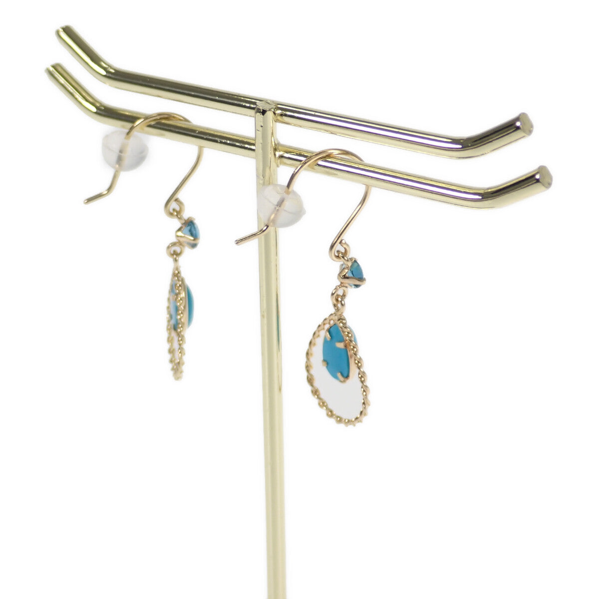 Women's 0.14ct Turquoise Drop Design Earrings in K18 Yellow Gold, Gold, Never Used, Pre-owned