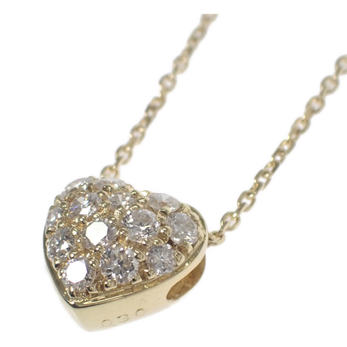 LuxUness  Ladies' K18 Yellow Gold Heart Pave Design Diamond Necklace (0.30ct) - Gold Tone, Preowned in Excellent condition