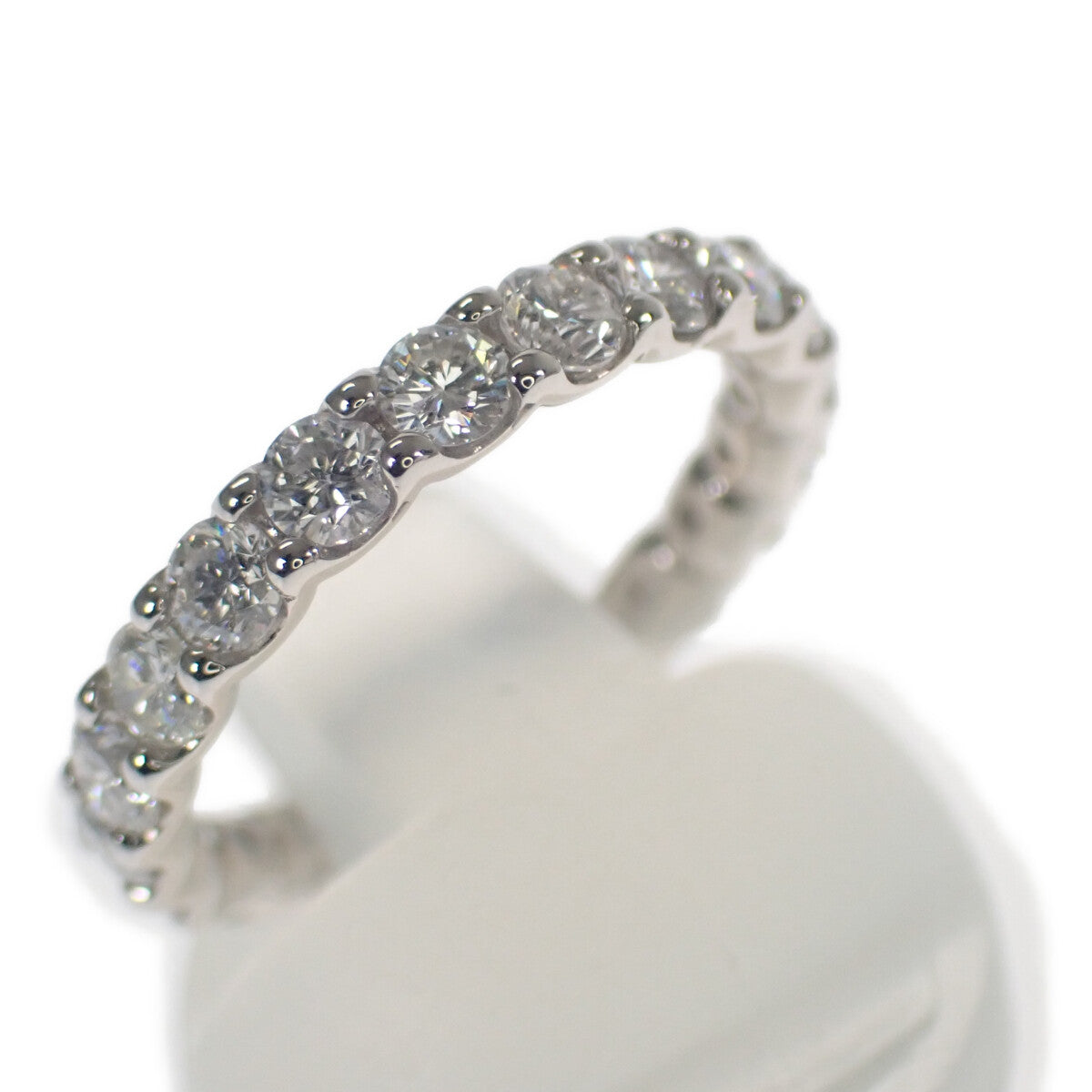 Ladies' Pt900 Platinum Three-Quarters Eternity Design Diamond Ring (1.51ct) – Size 11, Silver Tone, Preowned