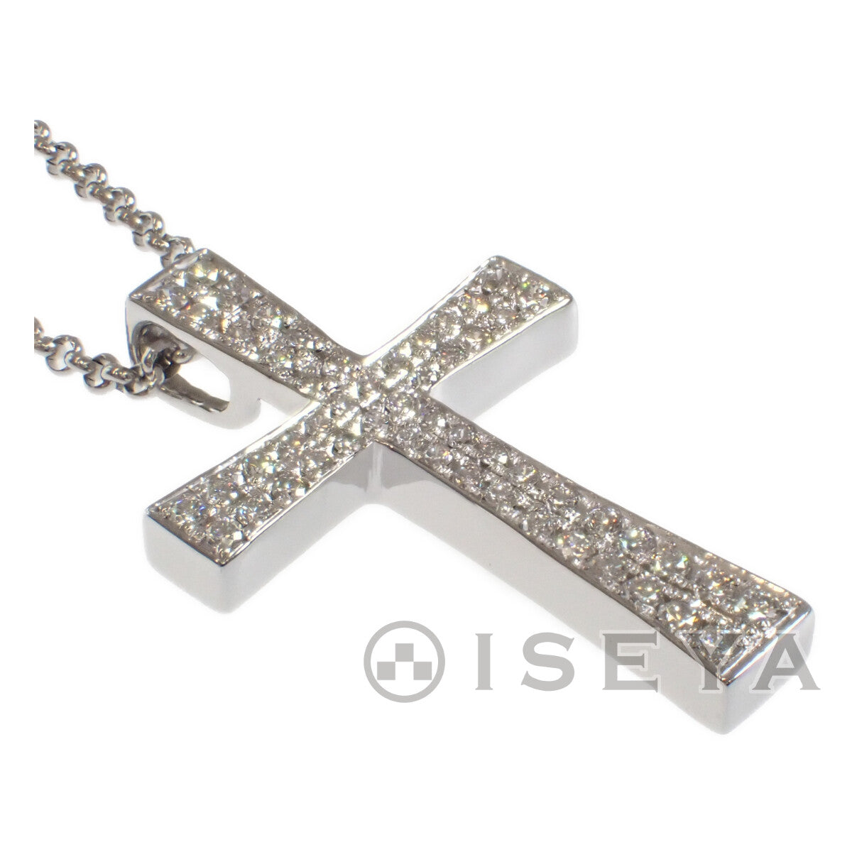 [LuxUness]  Unique Cross Design D0.667ct Necklace in K18 White Gold with Diamonds for Women in Excellent condition