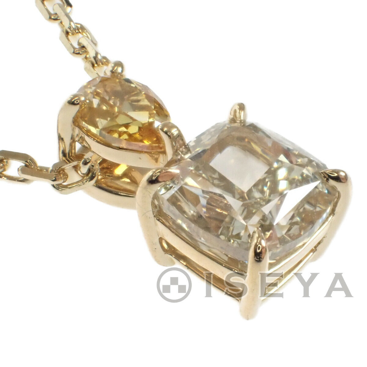Original Cushion Modified Brilliant Cut D1.51/0.255ct Necklace in K18 Yellow Gold with Diamonds for Women