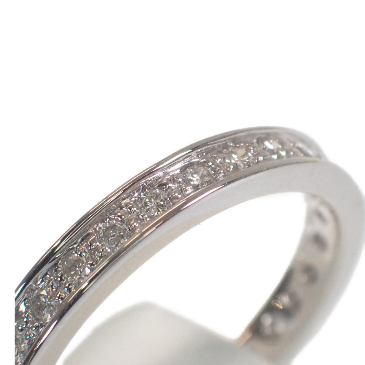 Full Eternity Design K18 White Gold Ring with 1.31ct Diamond, Size 14 (Silver, Women)