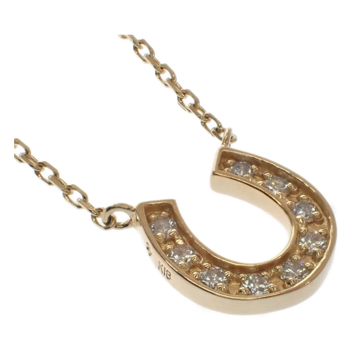 K18 Yellow Gold"Ponte Vecchio" Horseshoe Necklace with 0.04ct Diamond Pendant - Exquisite Jewelry for Women- Gold- (Pre-owned)