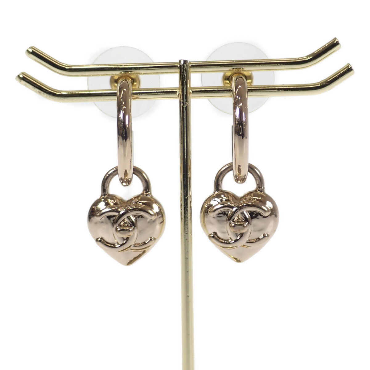Chanel CC Heart Lock Hoop Earrings Metal Earrings AB9094  in Good condition
