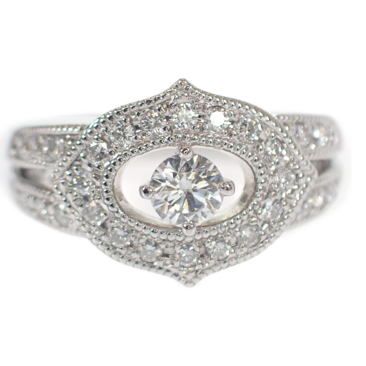 [LuxUness]  Pt900 Platinum Star's Sand Ring with Diamonds 0.57ct for Women in Excellent condition