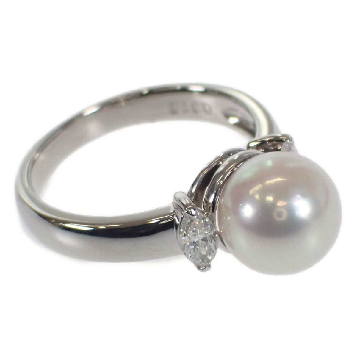 [LuxUness]  Platinum Pt900 Ring with Akoya Pearl 8.9mm and Diamond 0.315ct for Women   in Excellent condition