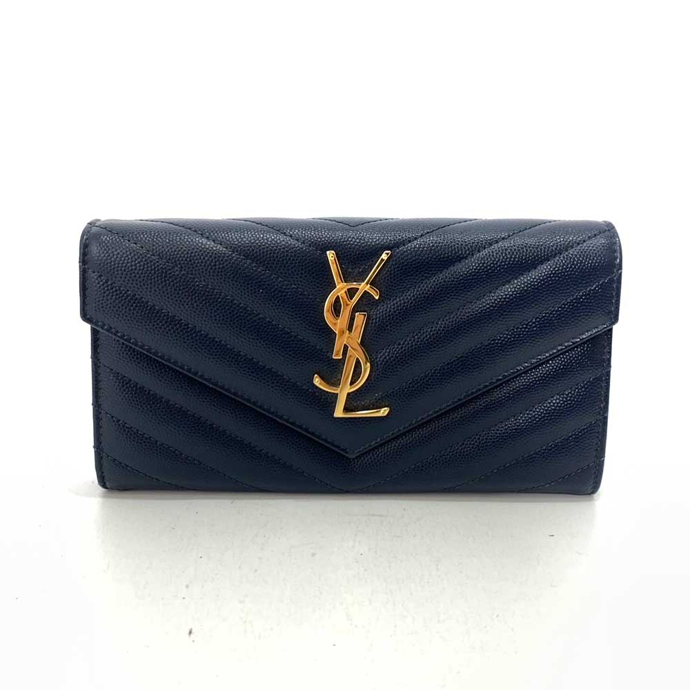 Yves Saint Laurent  Leather Long Wallet 6-ot240301-1ta in Very Good Condition