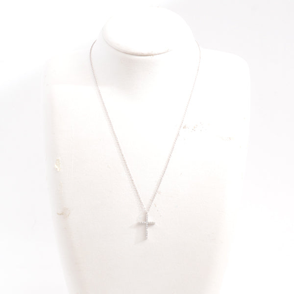 Tiffany & Co Metro Cross Medium Diamond Necklace 750WG in Great Condition