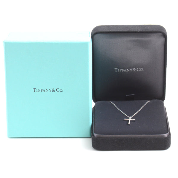 Tiffany & Co Metro Cross Medium Diamond Necklace 750WG in Great Condition