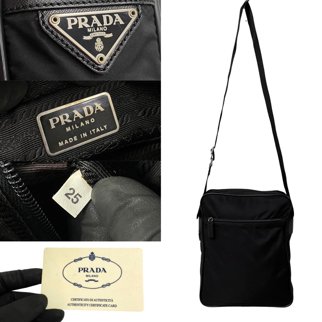 Prada Tessuto Crossbody Bag Leather Crossbody Bag in Very Good Condition