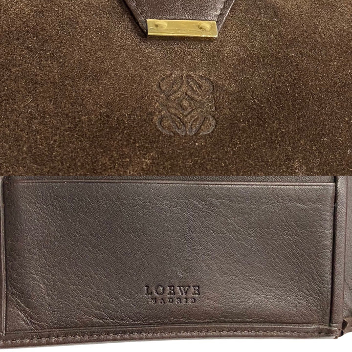 Loewe Suede Bifold Wallet Suede Short Wallet