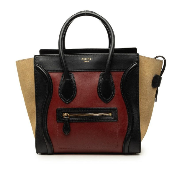 CELINE Luggage Micro Shopper Leather Suede Handbag