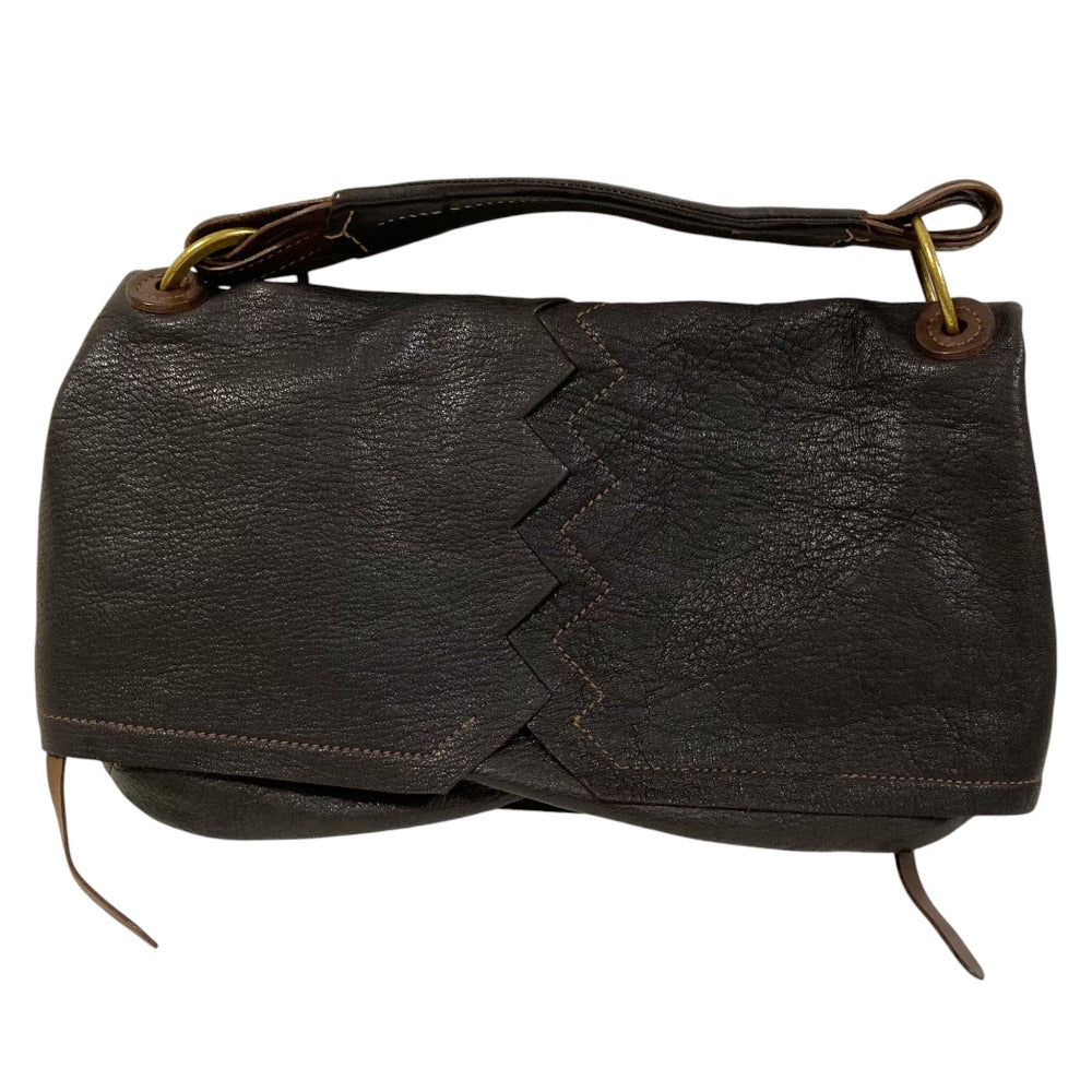 genten Leather Flap Handbag